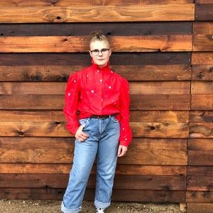 Vintage Jonquil polka dot blouse